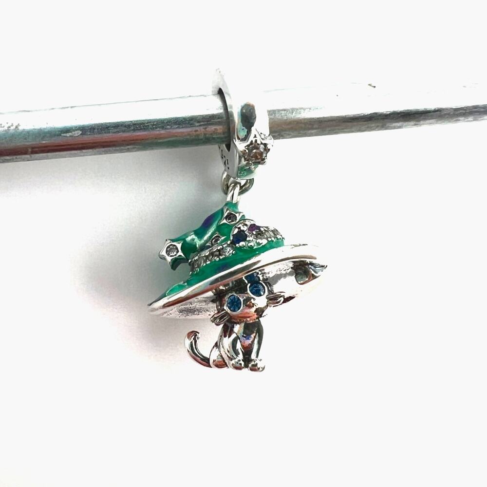 NEW Glow-in-the Dark Cat Witch Hat Charm for European Bracelet